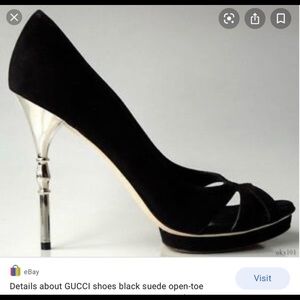 Authentic! Gucci suede bamboo peep toe heels - size 38